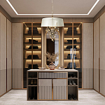 Люстра подвесная круглая с тканевым полупрозрачным абажуром и подвесками 4 лампы Gilded Elegance варинант исполнения - 8 | Loft Concept в Кирове