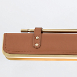 Подвесной светильник линейный латунного цвета в кожаном коричневом чехле и декоративными ремешками Alora варинант исполнения - 4 | Loft Concept в Кирове