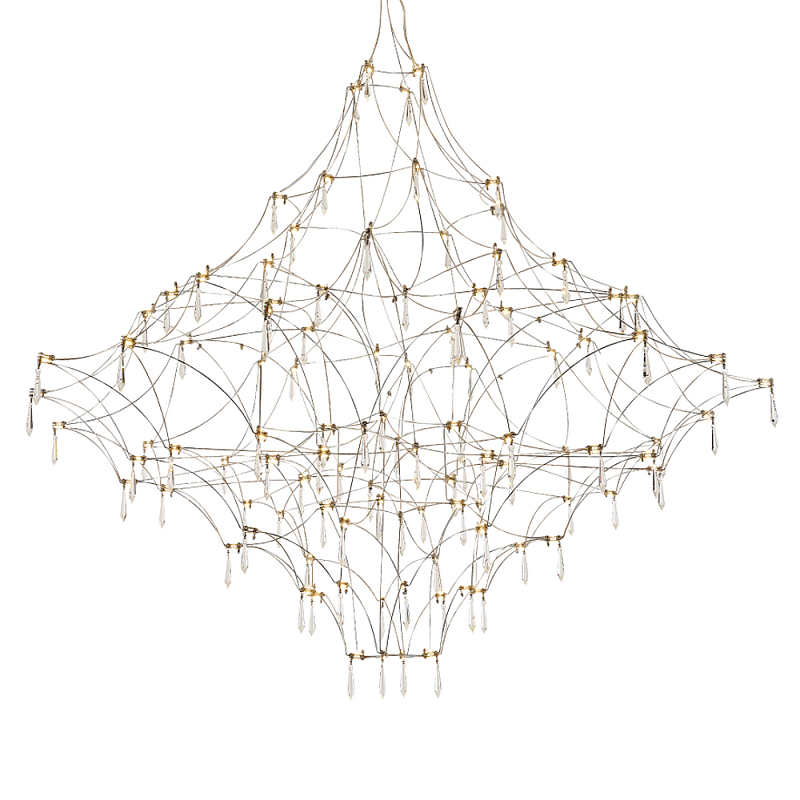 Люстра с тонким металлическим каркасом цвета хром Quasar Прозрачный Хром в Кирове | Loft Concept 