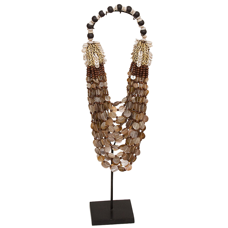 Этническое ожерелье из ракушек и круглых бусин Aboriginal Long Necklace Shells Коричневый Черный Бежевый Этническое ожерелье из ракушек и круглых бусин Aboriginal Long Necklace Shells Коричневый Черный Бежевый в Кирове | Loft Concept