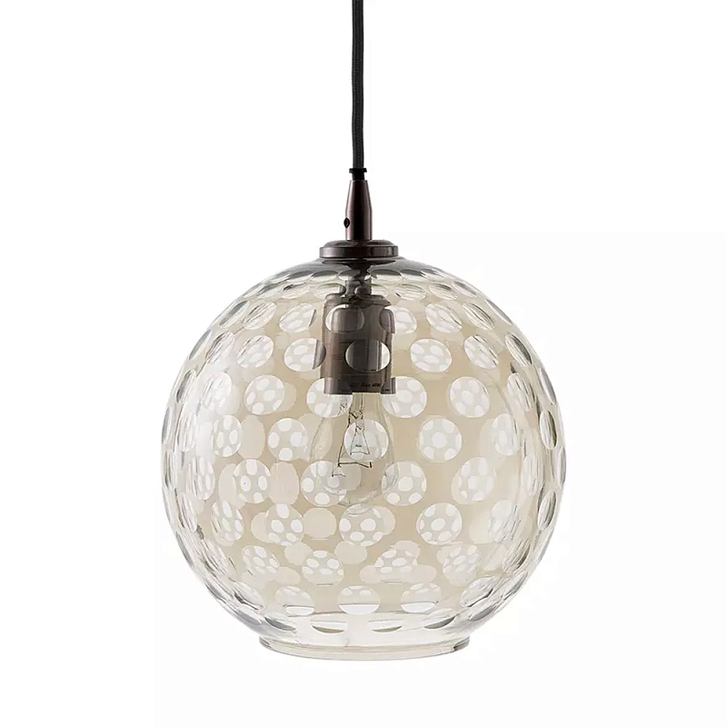 Подвесной светильник с плафоном в форме шара из стекла с рельефным узором Glass Pattern Lamp Коричневый Подвесной светильник с плафоном в форме шара из стекла с рельефным узором Glass Pattern Lamp Коричневый в Кирове | Loft Concept