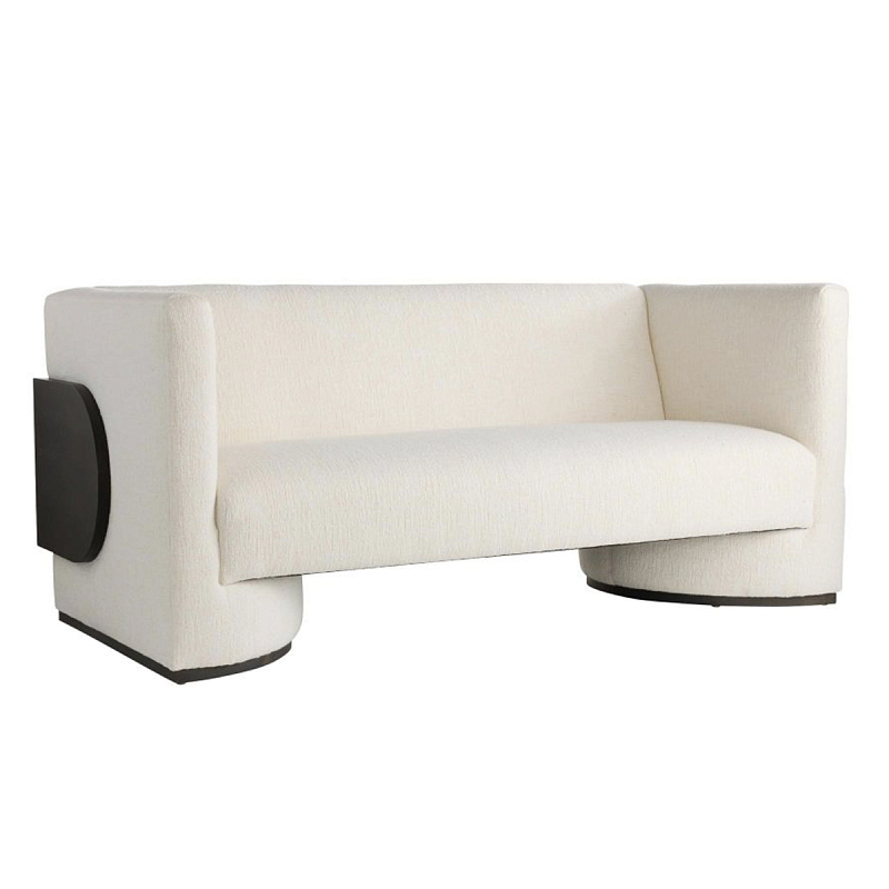 Дизайнерский Двухместный диван Florida Sofa с элегантным деревянным декором Белый Черный Дизайнерский Двухместный диван Florida Sofa с элегантным деревянным декором Белый Черный в Кирове | Loft Concept
