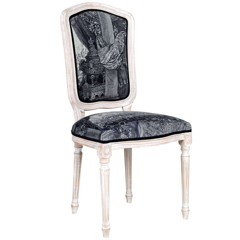 Стул Tuileries Palace Stool Черно-белый Белый винтажная патина Стул Tuileries Palace Stool Черно-белый Белый винтажная патина в Кирове | Loft Concept