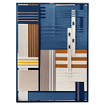 Панно из шнура Синяя геометрическая абстракция wall panel line Blue варинант исполнения - 4 | Loft Concept в Кирове