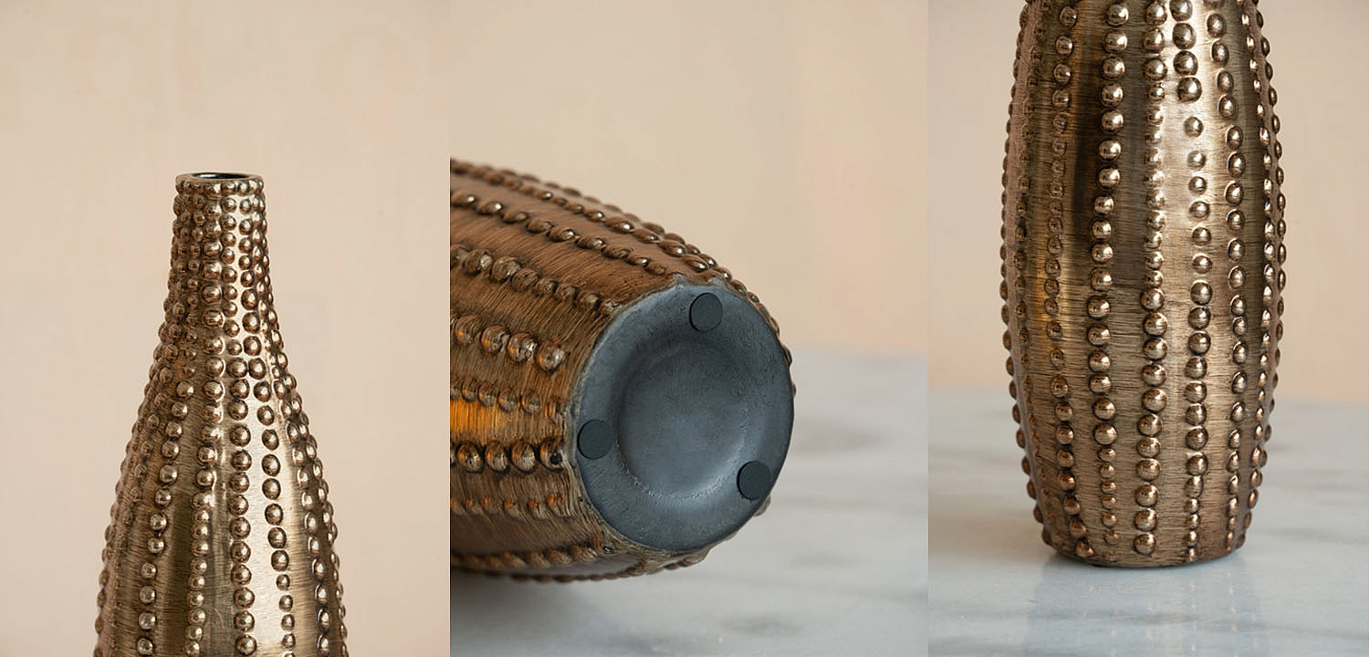 Ваза Ribbed Vase Narrow Throat bronze-gold 34 Ваза Ribbed Vase Narrow Throat bronze-gold 34 - Loft-Concept в Кирове