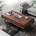 Кофейный стол из массива дерева с выдвижными ящиками Coffee Walnut Table варинант исполнения - 1 | Loft Concept в Кирове