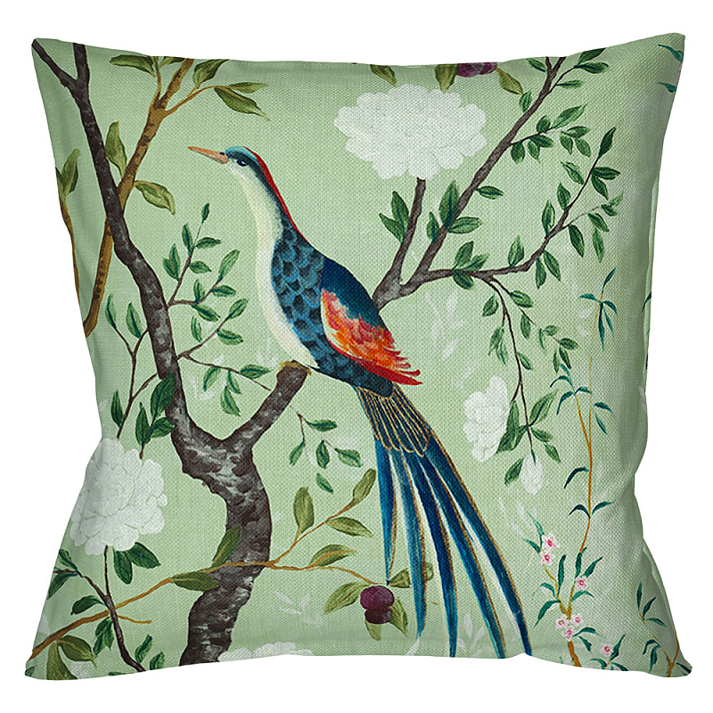 Декоративная подушка Beige and Green Chinoiserie 5 Зеленый шалфей Бежевый Декоративная подушка Beige and Green Chinoiserie 5 Зеленый шалфей Бежевый в Кирове | Loft Concept
