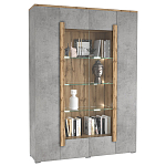 Шкаф-витрина с фасадом серого цвета 4-х дверная Grace of Furniture варинант исполнения - 1 | Loft Concept в Кирове