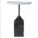 Кофейный столик с круглой столешницей и мраморным основанием Steel Reliability варинант исполнения - 1 | Loft Concept в Кирове