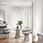 Люстра подвесная с прозрачными стеклянными подвесками в форме капель Диаметр 100 см Droplet Chandelier варинант исполнения - 21 | Loft Concept в Кирове