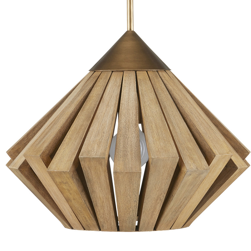 Подвесной светильник из толстых деревянных реек Wooden Slats Коричневый Латунь Подвесной светильник из толстых деревянных реек Wooden Slats Коричневый Латунь в Кирове | Loft Concept