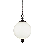 Подвесной светильник с белым стеклянным плафоном в форме шара на цепи Feiss варинант исполнения - 1 | Loft Concept в Кирове