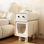 Тумбочка прикроватная с ящиком и стеклянной дверцей Робот Robot Bedside варинант исполнения - 2 | Loft Concept в Кирове