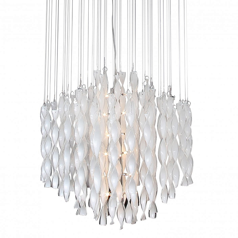 Люстра Macaroni Chandelier Chrome mono white Белый Люстра Macaroni Chandelier Chrome mono white Белый в Кирове | Loft Concept