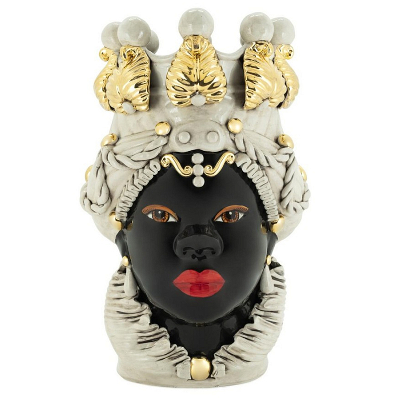 Ваза Vase Moro Lady Gold Big Черный Бежевый Золотой Ваза Vase Moro Lady Gold Big Черный Бежевый Золотой в Кирове | Loft Concept