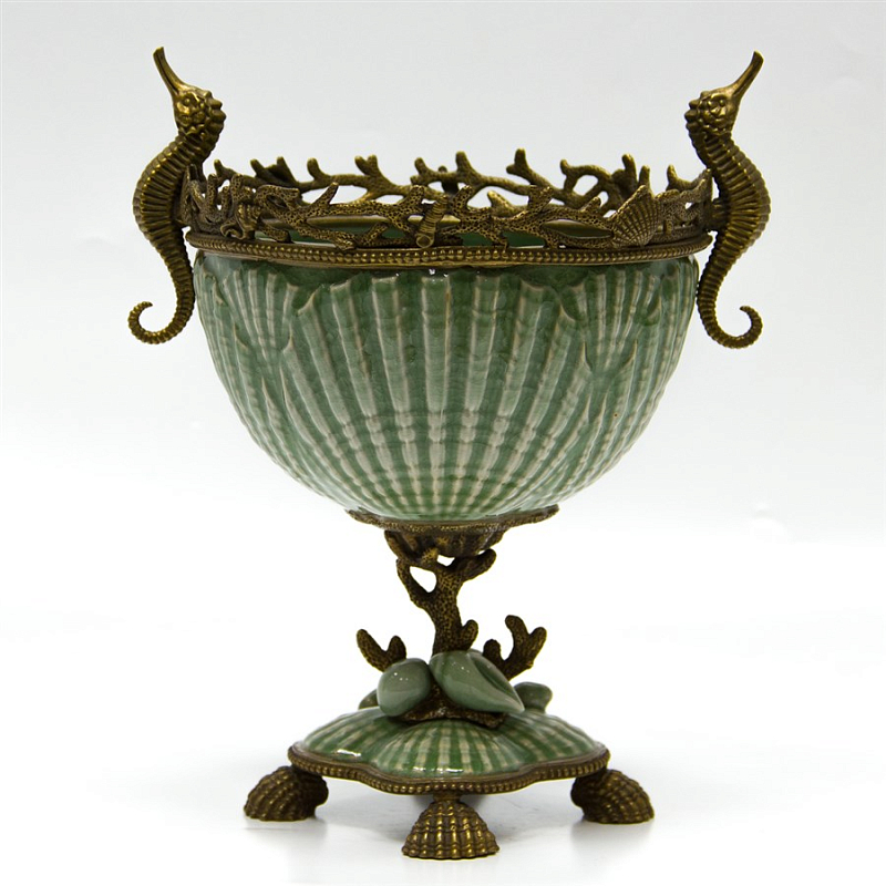 Ведро для льда Sophisticated Green & Seahorses Зеленый шалфей Бронза Ведро для льда Sophisticated Green & Seahorses Зеленый шалфей Бронза в Кирове | Loft Concept