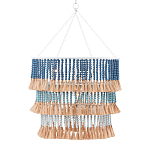 Люстра трехъярусная с декором из круглых деревянных бусин с кисточками Blue Wooden Beads Chandelier варинант исполнения - 1 | Loft Concept в Кирове