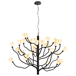 Люстра подвесная черного цвета с ветвями и белыми фарфоровыми цветами Floralis варинант исполнения - 11 | Loft Concept в Кирове