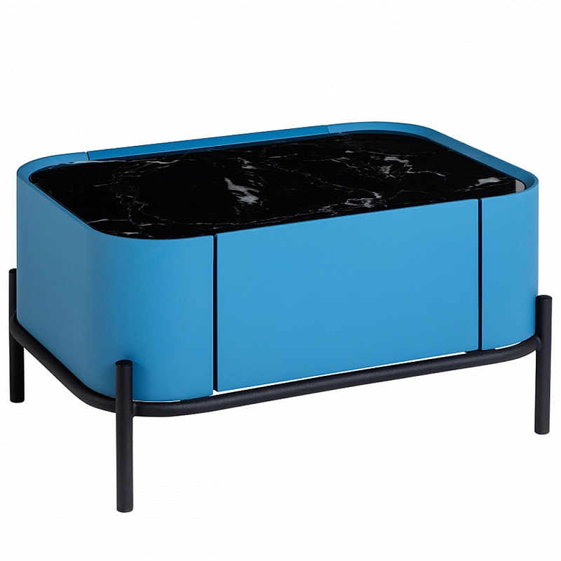 Тумба прикроватная чёрно-голубая с  ящиком Blue Cabinet Голубой Черный в Кирове | Loft Concept 
