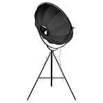 Торшер в виде прожектора с круглым тканевым абажуром на треноге черного цвета Radiance Éclat варинант исполнения - 4 | Loft Concept в Кирове
