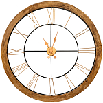 Часы настенные деревянные с римскими цифрами бронзового цвета Clock with History варинант исполнения - 1 | Loft Concept в Кирове
