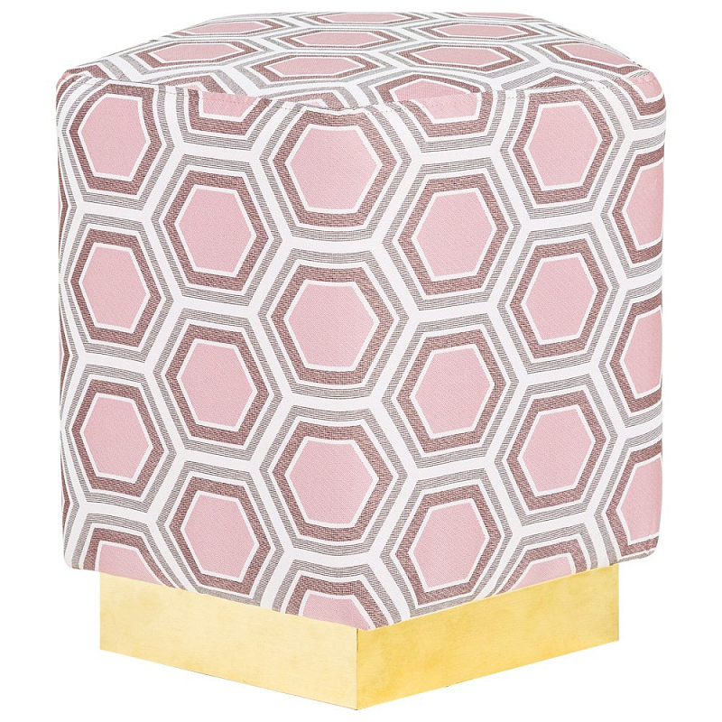 Пуф Hexagon Pink Geometry Латунь Розовый пастельный Белый в Кирове | Loft Concept 