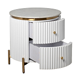 Тумбочка белая круглая с мраморной столешницей Thoroughbass варинант исполнения - 5 | Loft Concept в Кирове