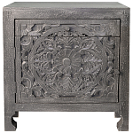 Деревянная тумба с резными ящиком и дверцей Azure Grey Wooden Nightstand варинант исполнения - 1 | Loft Concept в Кирове