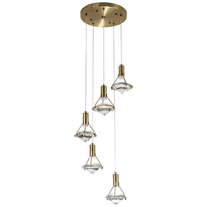 Каскадная люстра с плафонами в форме бриллианта Diamond Crystal Cascade Chandelier Латунь Прозрачный Каскадная люстра с плафонами в форме бриллианта Diamond Crystal Cascade Chandelier Латунь Прозрачный в Кирове | Loft Concept