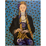 Панно ручная вышивка бисером Портрет девушки в голубых тонах варинант исполнения - 1 | Loft Concept в Кирове