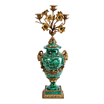 Подсвечник из фарфора с бронзовыми цветочными элементами Malachite Candlestick варинант исполнения - 1 | Loft Concept в Кирове