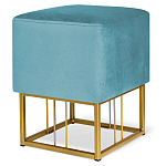 Пуф квадратный голубой велюр на золотом металлическом основании Celeste Blue варинант исполнения - 1 | Loft Concept в Кирове