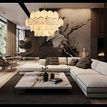 Люстра четырехъярусная с подвесками в форме дисков Cryptocrystalline Stone варинант исполнения - 5 | Loft Concept в Кирове