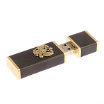 Флешка на 16 гб с декоративной металлической вставкой Герба РФ из натурального камня Обсидиан Черный Stone Flash Drive варинант исполнения - 3 | Loft Concept в Кирове