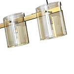 Подвесной светильник светодиодный с 5-ю цилиндрическими плафонами коньячного цвета из стекла и стали Andrea Сhandelier Сognac варинант исполнения - 1 | Loft Concept в Кирове