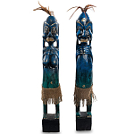 Комплект из 2-х деревянных статуэток Asmat Statuettes Dark Blue варинант исполнения - 4 | Loft Concept в Кирове
