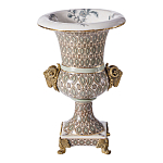 Ваза с овнами из фарфора с бронзовыми элементами Bronze Aries варинант исполнения - 1 | Loft Concept в Кирове