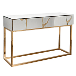 Консоль с ящиками зеркальная с золотым декором Gold Painted Mirror Console варинант исполнения - 1 | Loft Concept в Кирове