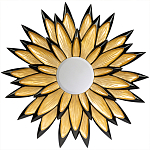 Зеркало-солнце в раме золотого и черного цвета Rays of Peace варинант исполнения - 1 | Loft Concept в Кирове