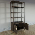 Стеллаж со стеклянными полками Elsa Dreams Walnut варинант исполнения - 3 | Loft Concept в Кирове