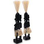 Комплект из 2-х деревянных статуэток Asmat Straw Headdress Statuettes Black варинант исполнения - 2 | Loft Concept в Кирове
