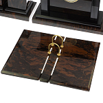 Настольный письменный набор с часами из природного камня обсидиана  Gift for Manager варинант исполнения - 3 | Loft Concept в Кирове