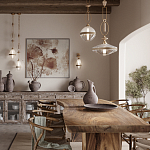 Подвесной светильник с плоским прозрачным плафоном и декоративной вставкой из текстурного камня Tectona  варинант исполнения - 5 | Loft Concept в Кирове