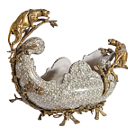 Чаша для фруктов из фарфора бронзовыми фигурками леопардов Eden Garden варинант исполнения - 2 | Loft Concept в Кирове