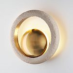 Бра с бежевым текстурным кольцом и латунным шаром в центре Tactile  варинант исполнения - 3 | Loft Concept в Кирове