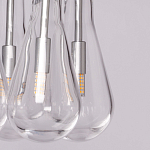 Люстра с 9-ю прозрачными плафонами из стекла в форме капли на прямоугольном потолочном основании цвета хром Lucid Rain  варинант исполнения - 8 | Loft Concept в Кирове