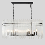 Люстра подвесная овальная со стеклянными прозрачными трубками и металлическим каркасом черного цвета Nembus варинант исполнения - 1 | Loft Concept в Кирове