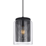 Подвесной светильник с сетчатым металлическим плафоном цилиндрической формы черный Metal Mesh варинант исполнения - 1 | Loft Concept в Кирове