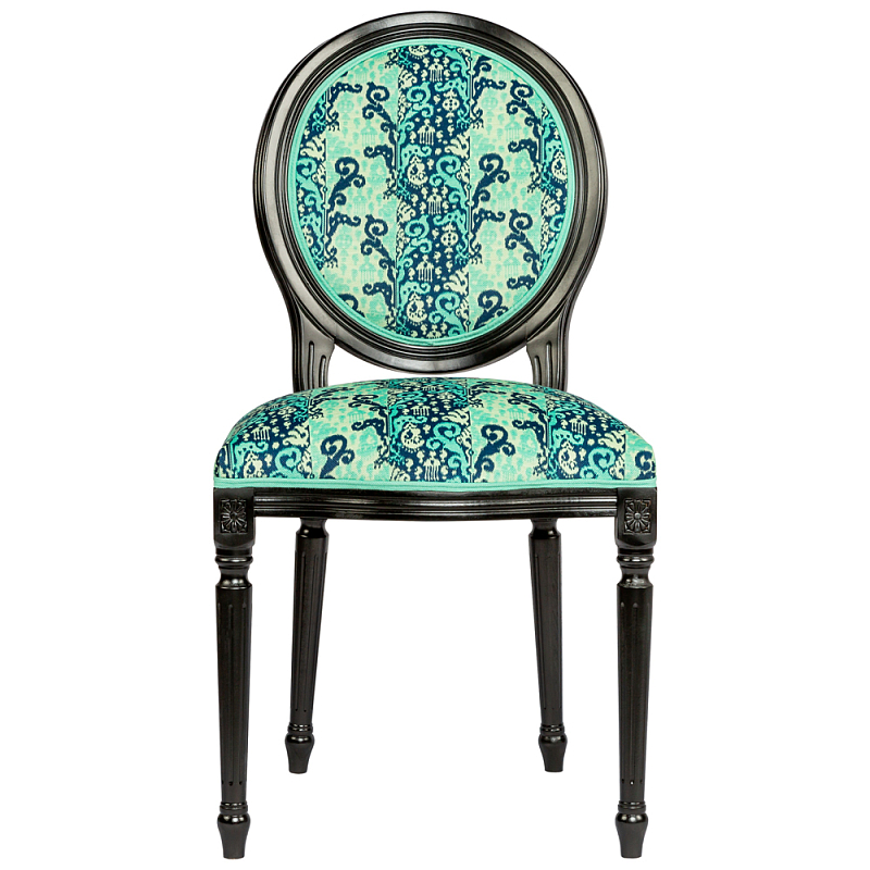 Стул из натурального бука Ikat Pattern бирюзовый Черный Бирюзовый Стул из натурального бука Ikat Pattern бирюзовый Черный Бирюзовый в Кирове | Loft Concept