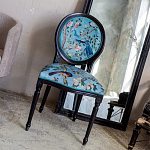 Стул из массива бука бирюзовый с изображением птиц в саду Turquoise Chinoiserie Bird Chair варинант исполнения - 5 | Loft Concept в Кирове